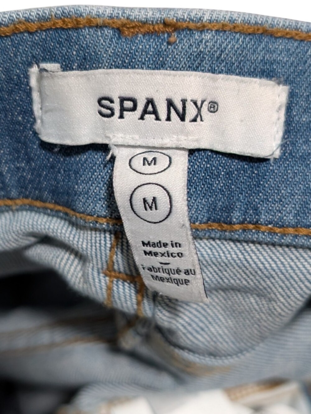 Spanx Light Wash Wide Leg Pull-On Denim Jeans Size Medium - Picture 6 of 7